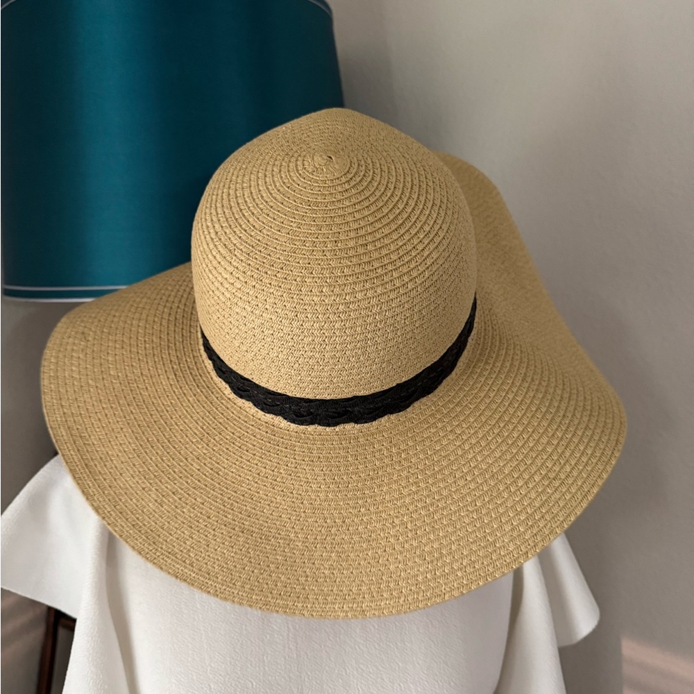 Mixit Tan Wide-Brim Hat with Black Band